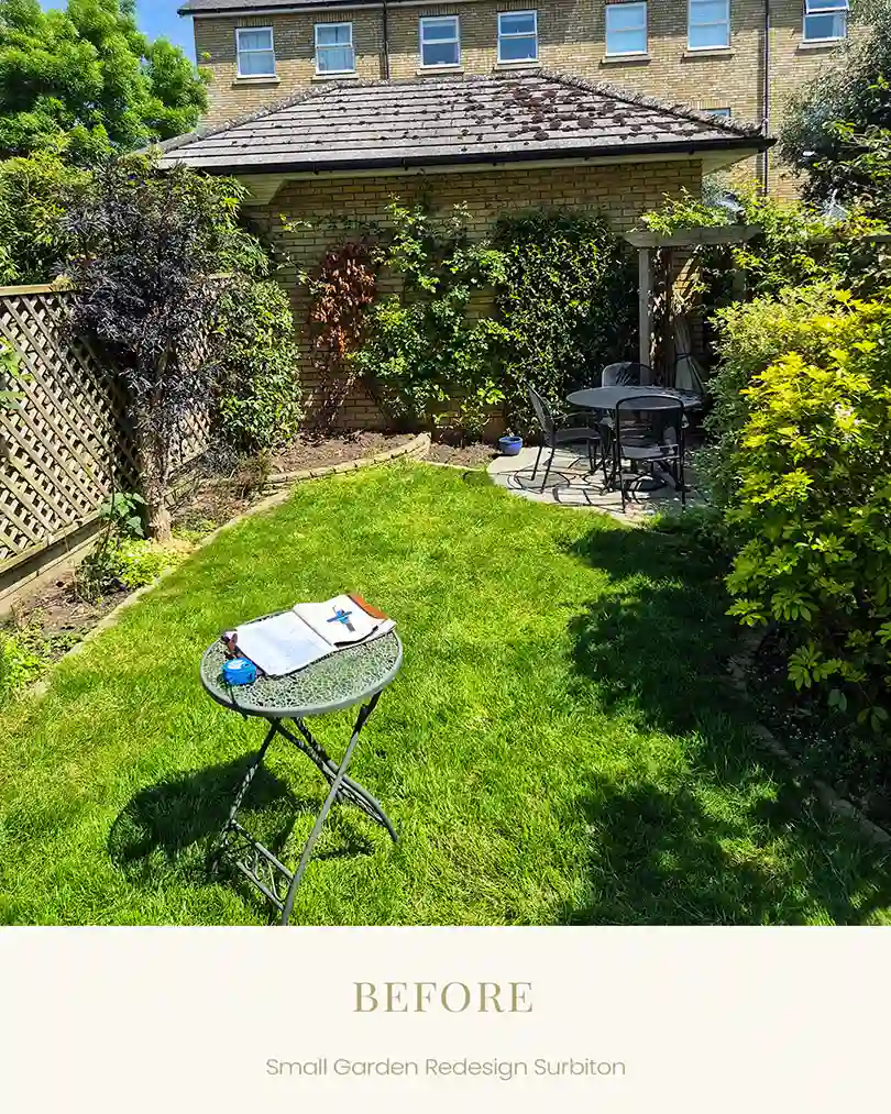 Before image of unused small garden in Surbiton before landscape redesign